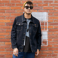 Plus Size Men's Trendy Brand Slim Denim Jacket Plus Fat