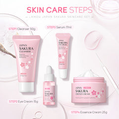 Sakura Skin Care Set 4-piece Set Cleansing Eye Cream Face Cream