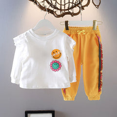 New Style Western Style Children Girl Fashionable Spring And Autumn Leisure Sports Two-piece Suit