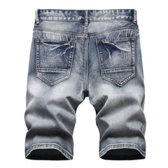 Trendy Men's Summer Five-point Shorts With Holes In Nostalgic Fashion Slim Fit