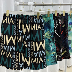 Summer Beach Pants Men's Loose Casual Fifth Pants Ice Silk High Elasticity Quick-drying
