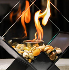 Desktop Alcohol Fireplace Real Fire Portable Viewing Heating Rhombus