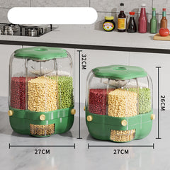 Large Food Storage Container 360 Rotating Rice Barrels Sealed Cereal Dispenser Rice Tank Grain Box Kitchen Storage Container