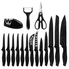A Full Set Of Kitchen Knives 17 Stainless Steel Knives