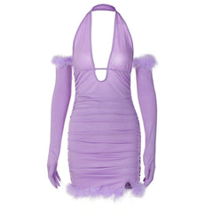 Women Short Skirt Halter Neck Back Dress