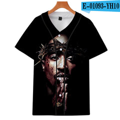 Tupac Shakur Peripheral 3D color printing thin baseball uniform