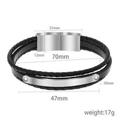 Men's leather braided bracelet