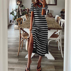 Women's Plus Size Printed Slit Loose Hem Dress