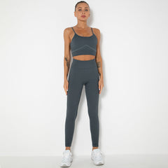 Knitted Sling Beautiful Back Sports Yoga Bra Set