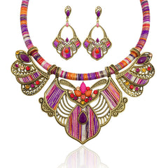 Bohemian drop stone alloy jewelry set