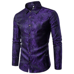 Embroidered Pattern Long Sleeve Plus Size Shirt