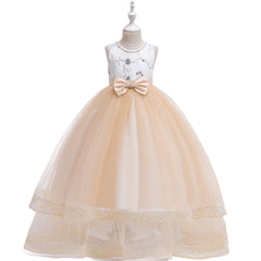 Children's Dress Birthday Girl Embroidered Net Yarn Long Skirt