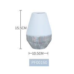 Ceramic Vase White Simple Striped Handicraft Decoration Home Living Room Desktop