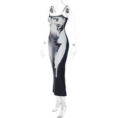 Low-cut Buttock Back Slit Suspender Dress