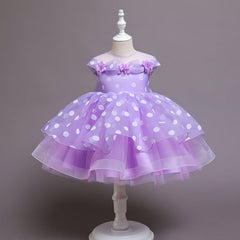 Children's Flower Princess Dress Year-old Girl Polka Dot