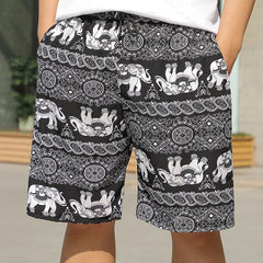Summer Beach Pants Men's Loose Casual Fifth Pants Ice Silk High Elasticity Quick-drying