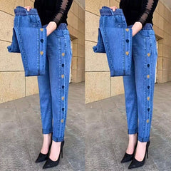 Women's Plus Size Thin High Waist Stretch Jeans