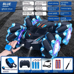 24G High-speed Wireless Remote Control Car Light Music Four-wheel Drive Double-sided Driving Flip Rotating Drift Car Stunt Car