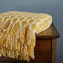 Fashion Knitted Solid Color Sofa Tassel Blanket