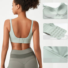 Women's Solid Colour Fixed Cup Plus Size Sports Underwear