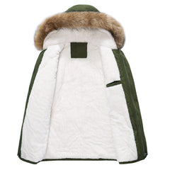Fur collar plus size thick long padded coat