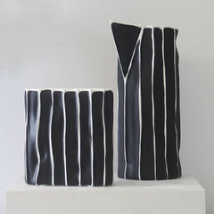Hand Painted Black And White Striped Ceramic Vase Living Room Desktop Bookcase