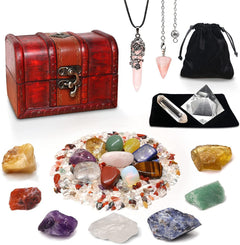 23 Piece Natural Crystal Stone Set Gift Box