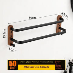 Solid Wood Towel Rack Wall Hanging Multi-bar