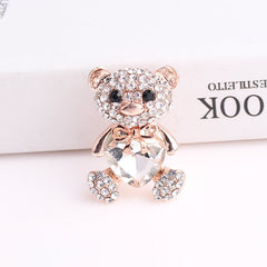 Little bear love crystal brooch female
