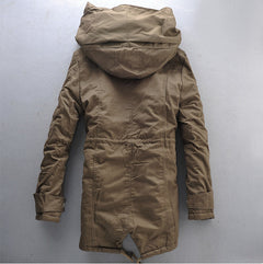 Men's plus plus size Winter hooded mid-length cotton coat