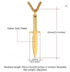 Men's Pendant Trinkets Europe and America Titanium Steel Stainless Steel Necklace Samurai Swords Electroplating Knife Gifts Foreign Trade