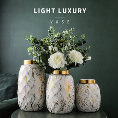 Simple And Modern Gold-painted Light Luxury Living Room Ceramic Vase