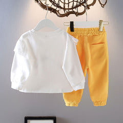 New Style Western Style Children Girl Fashionable Spring And Autumn Leisure Sports Two-piece Suit
