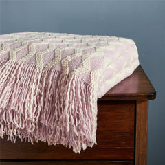 Fashion Knitted Solid Color Sofa Tassel Blanket