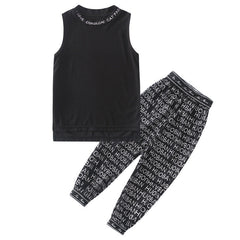 Girls Korean Style Sleeveless Two-piece Sports Suit