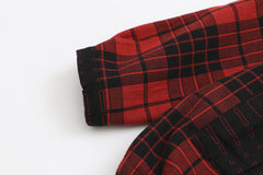 H5 plus size women's autumn and winter new fat sister mm plus velvet plaid double yarn hooded lining