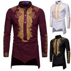 Men's African Hip Hop Pullover - Casual Long Robe for Fashionable Style