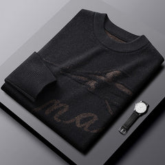 Men's Jacquard Loose Plus Size Wool Sweater