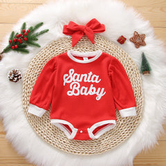 Letter Print Contrast Color Long Sleeve Headwear Jumpsuit Available In Two Colors