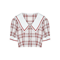 Two-piece pleated skirt and plaid top