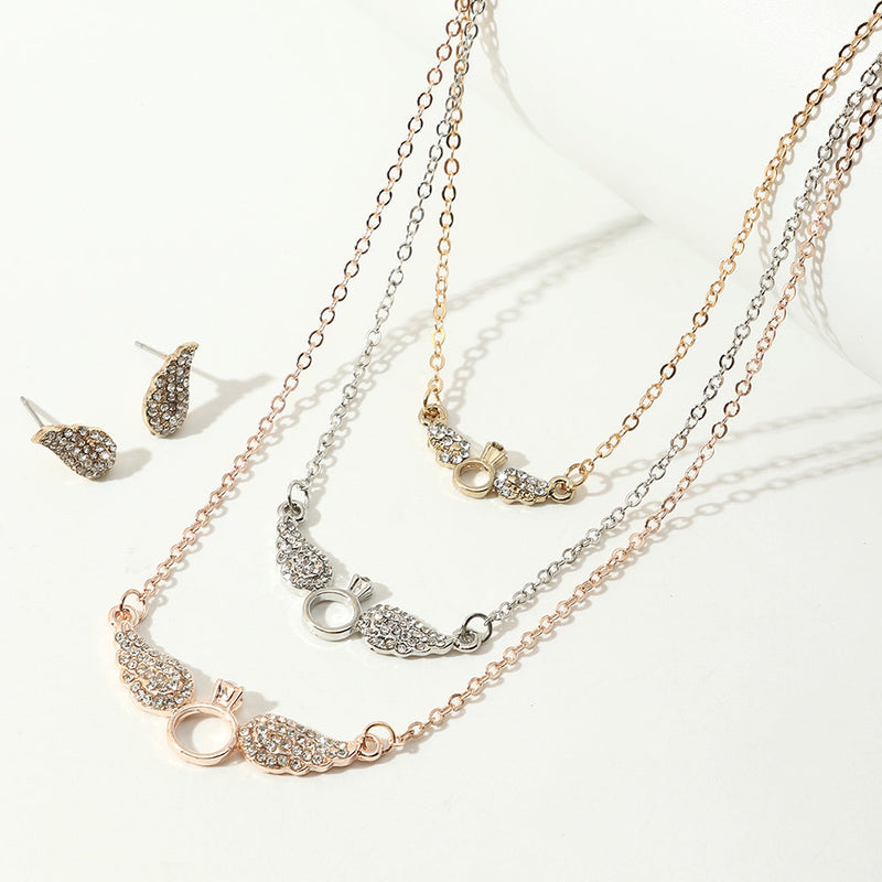 Simple personality women's clavicle chain jewelry set in electroplating alloy with geometric design