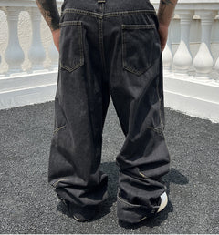 Solid Color Casual Jeans Retro Straight-leg Pants