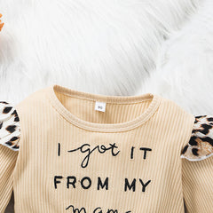 European And American Girls Letter Long Sleeve Dress Leopard Print