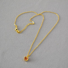 Simple Brass Gold-plated Red Pomegranate Necklace Earrings