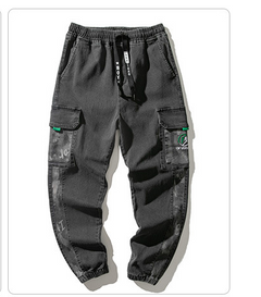 Men's Black Urban Style Street Retro Tooling Loose Plus Size Pants