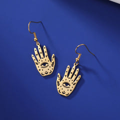 Retro Exaggerated Personalized Hip Hop Palm Hollow Eye Earrings