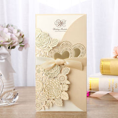 Embossed Vertical Ribbon Wedding Invitation Invitation