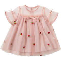 Orange Strawberry Embroidered Dream Gauze Skirt