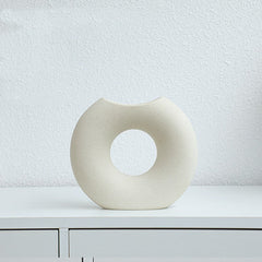 Nordic Style Simple Ceramic Vase Semicircle Creative Flower Device