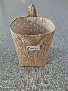 Wall-mounted Desktop Sundries Jute Storage Bag Bathroom S